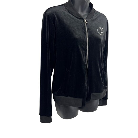 Disney Tim Burtons Nightmare Before Christmas Black Velour Jacket Medium M New - Picture 3 of 9